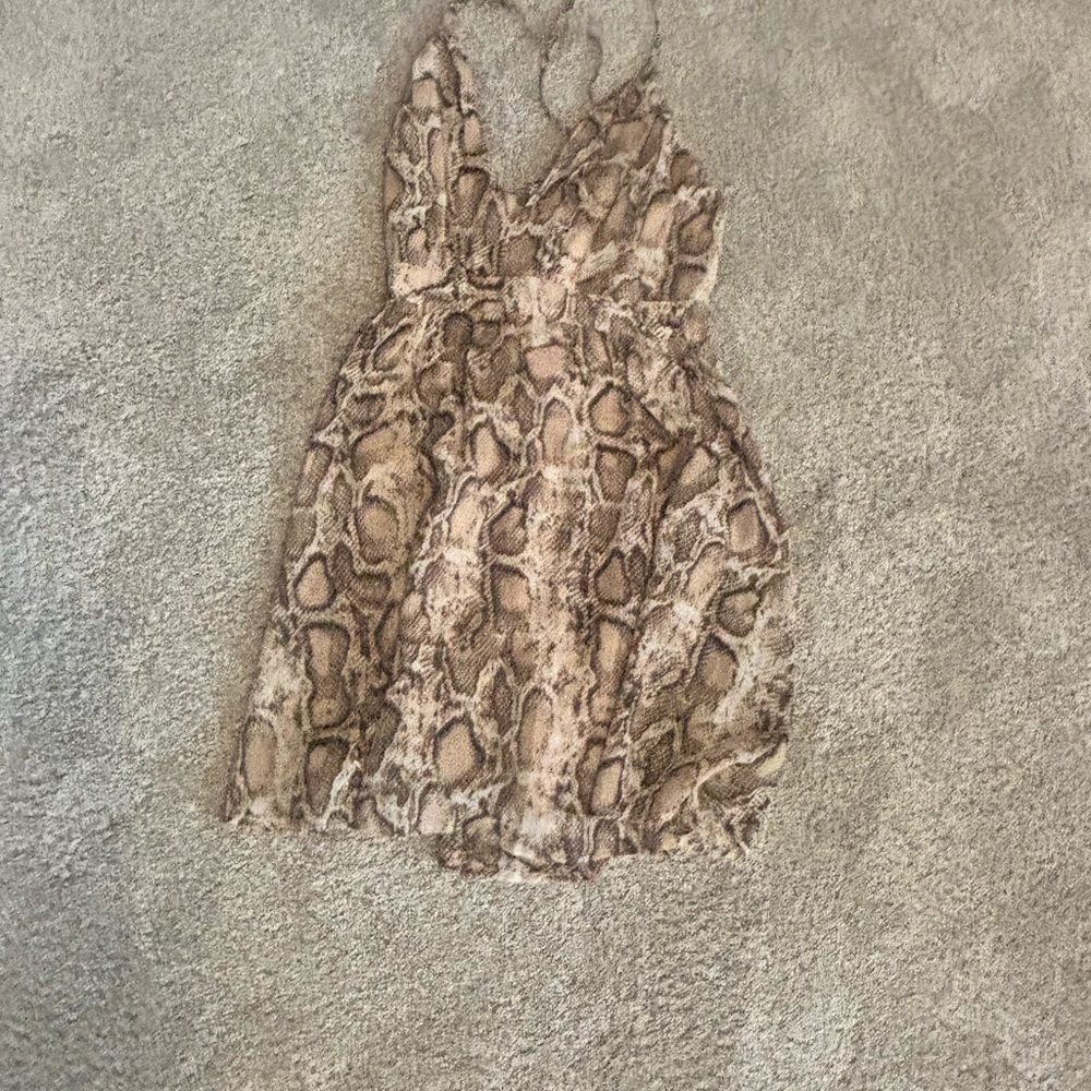 Entro Snake Print Dress - Brown and Tan